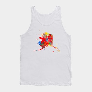 Alaska State Watercolor Map Painting - Red Tank Top